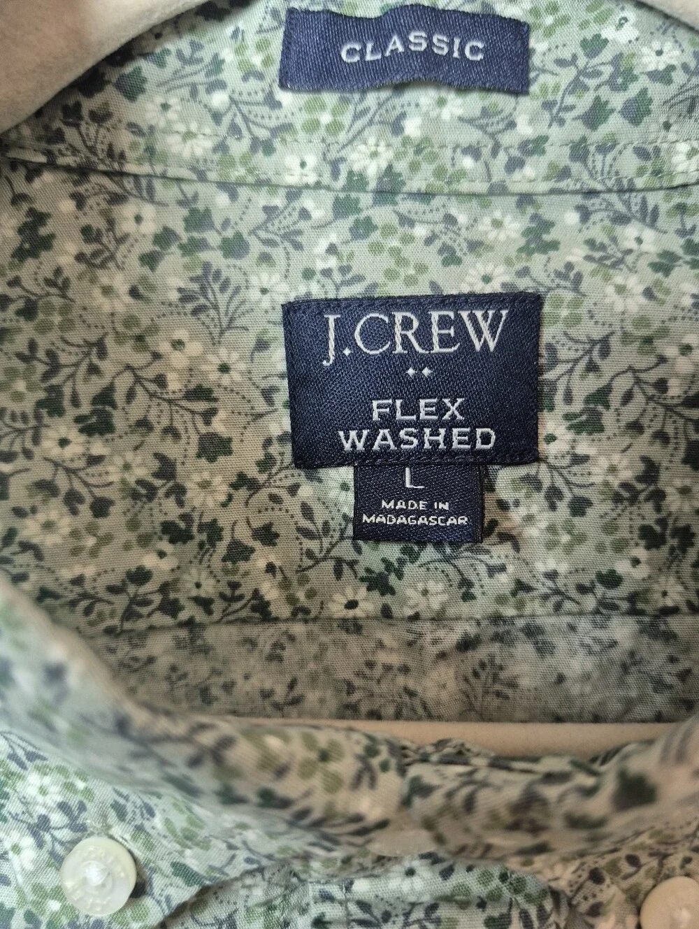 J. Crew Flex Washed Ditsy Floral Print Button Down Shirt - Size Large